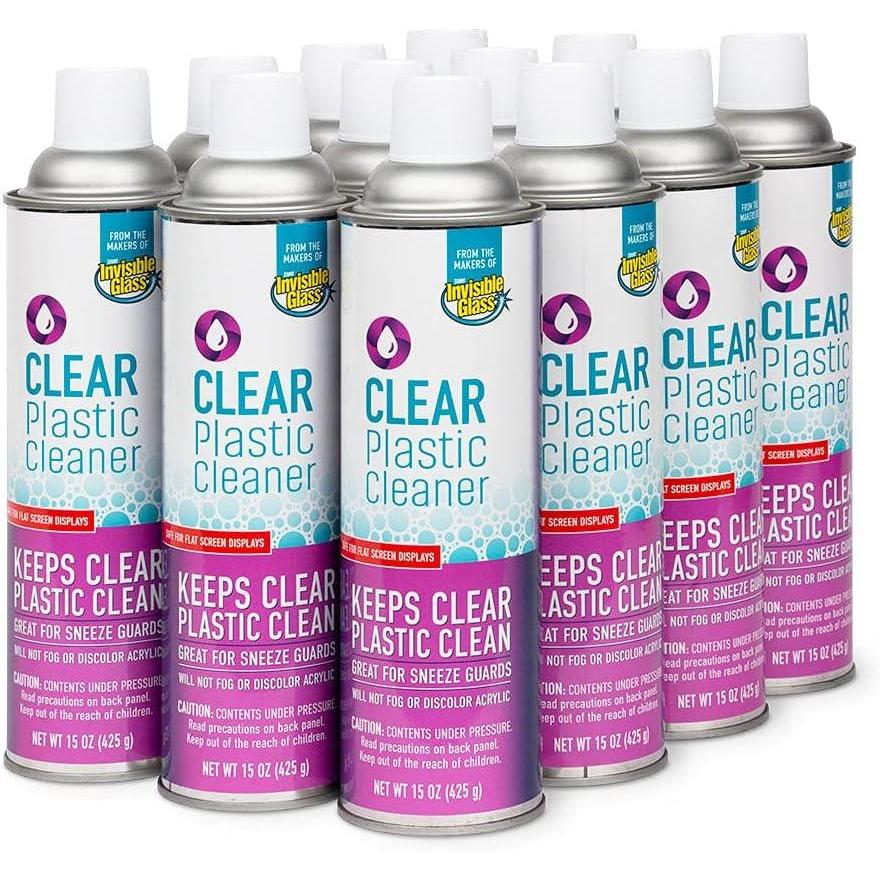 imageInvisible Glass 910144PK Clear Plastic Cleaner  Cleans and Protects Plastic on Electronics Appliances Eyewear Cars Trucks RVs Boats ampamp More Helps Prevent Fog and Static  19 oz Pack of 415 Ounce Pack of 12