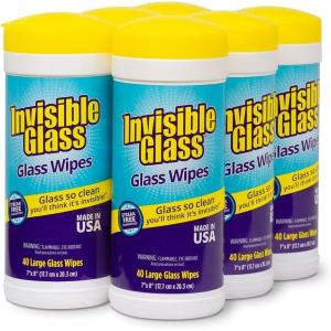 Invisible Glass 90160-6PK Glass Cleaning Wipes, Pre-Moistened, Streak-Free and Lint-Free, Safe for Windows, Mirrors, Windshields, and Tinted Glass, 40 Count (Pack of 6)