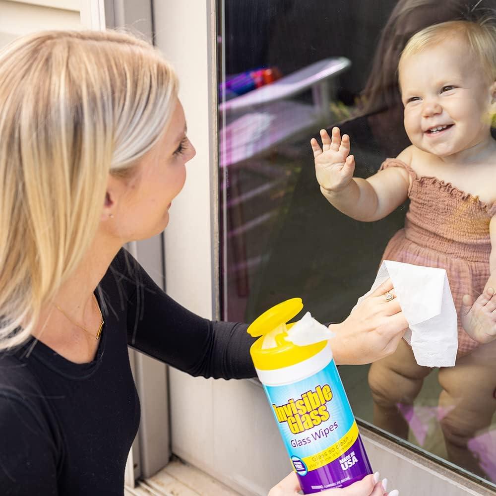 imageInvisible Glass 90160 Glass Cleaning Wipes PreMoistened StreakFree and LintFree Safe for Windows Mirrors Windshields and Tinted Glass 40 Count