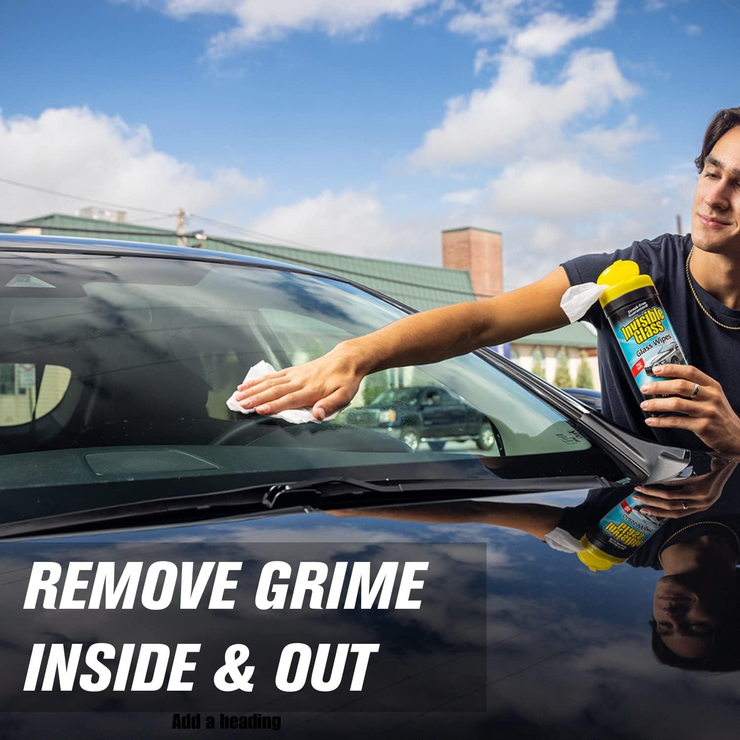 imageInvisible Glass 901666PK Large Glass Cleaning Wipes for StreakFree Windows Mirrors and Glass LintFree AmmoniaFree TintSafe for Home and Auto Canister 28 Count Pack of 628 Count Pack of 3