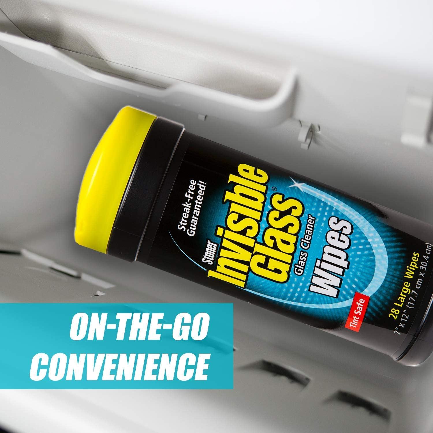 imageInvisible Glass 901666PK Large Glass Cleaning Wipes for StreakFree Windows Mirrors and Glass LintFree AmmoniaFree TintSafe for Home and Auto Canister 28 Count Pack of 628 Count Pack of 1