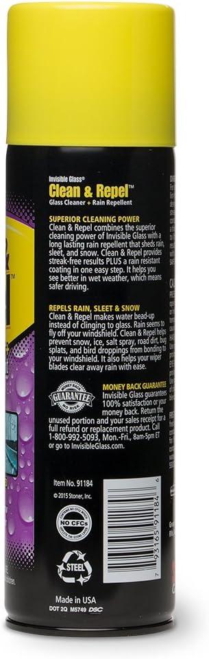 imageInvisible Glass 911846PK Clean ampamp Repel  Aerosol Glass Cleaner and Rain Repellent Cleans Exterior Windshields Repels Rain Sleet Snow Improves Wet Weather Driving Visibility  19 oz Pack of 619 Ounce Pack of 1