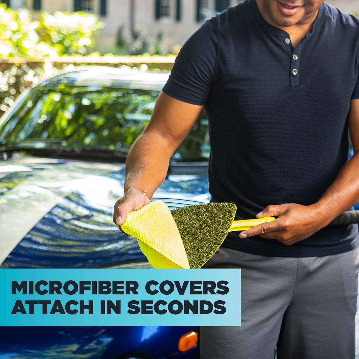 imageInvisible Glass 95160 Reach ampamp Clean Glass Windshield Cleaner Tool Kit With Extendable Handle 2 Reusable Quick Change Microfibers and Storage Bag for Auto Windshield Trucks SUVs RVs and Windows1 Count Pack of 1