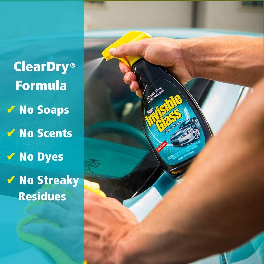 imageInvisible Glass 99050 Reach ampamp Clean Glass Windshield Cleaner Tool Combo Kit with Premium Spray Glass Cleaner Extendable Handle 2 Reusable Quick Change Microfibers and Storage BagSpray