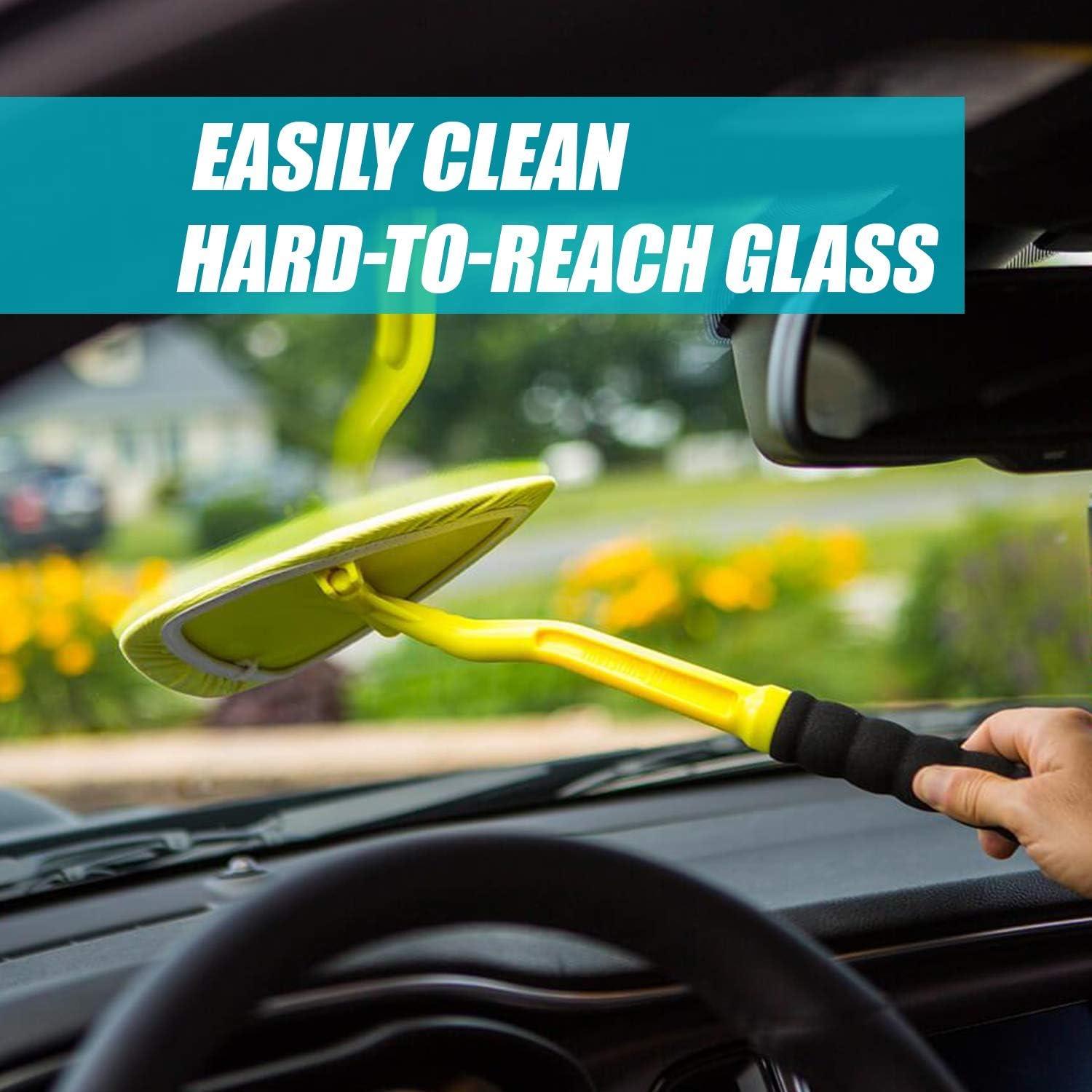 imageInvisible Glass 99050 Reach ampamp Clean Glass Windshield Cleaner Tool Combo Kit with Premium Spray Glass Cleaner Extendable Handle 2 Reusable Quick Change Microfibers and Storage BagAerosol