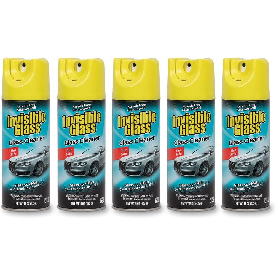 imageInvisible Glass 91163 Premium Aerosol Glass and Window Cleaner for Auto and Home StreakFree AmmoniaFree TintSafe 15 oz15 Ounce Pack of 5