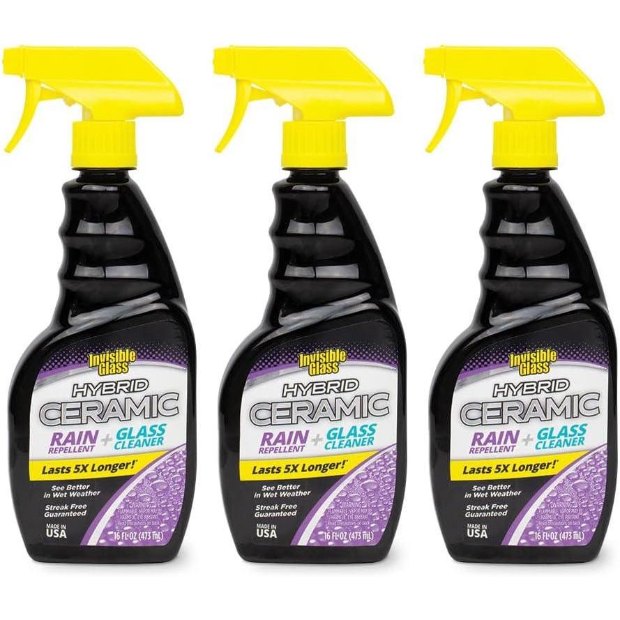 imageInvisible Glass 921836PK Hybrid Ceramic Rain Repellent and Glass Cleaner Cleans and Protects Car Windows and Windshields with LongLasting WaterRepellent Si02 Technology 16 Fl Oz Pack of 616 Fl Oz Pack of 3