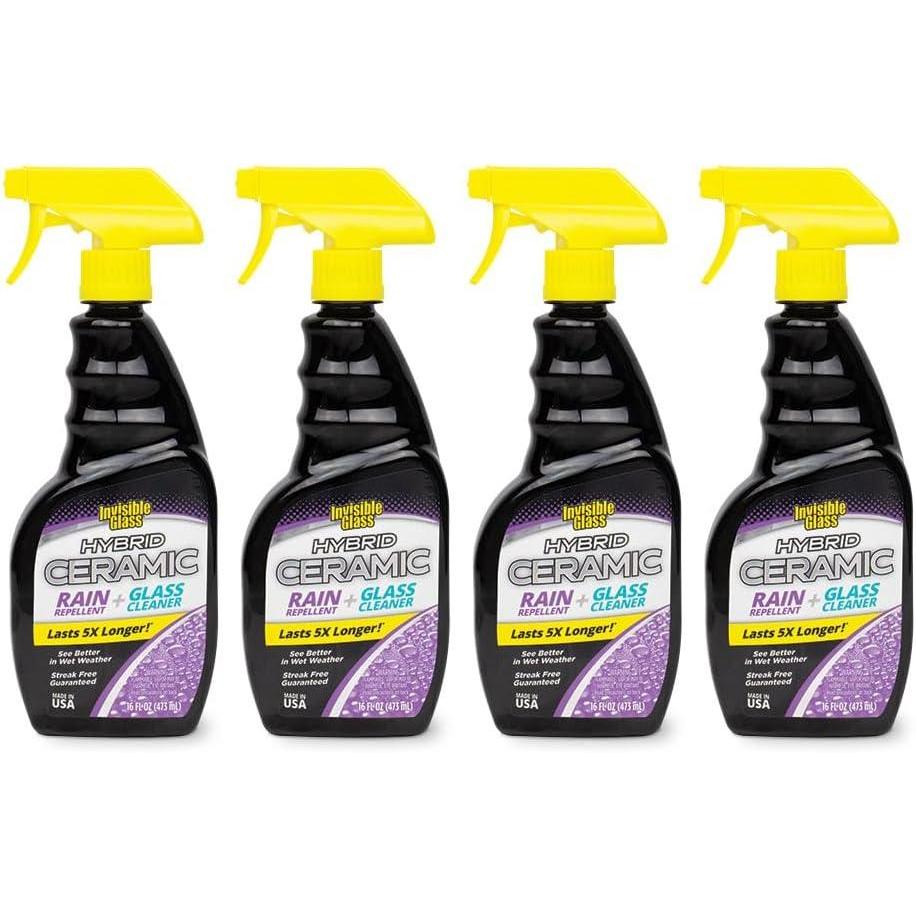imageInvisible Glass 921836PK Hybrid Ceramic Rain Repellent and Glass Cleaner Cleans and Protects Car Windows and Windshields with LongLasting WaterRepellent Si02 Technology 16 Fl Oz Pack of 616 Fl Oz Pack of 4
