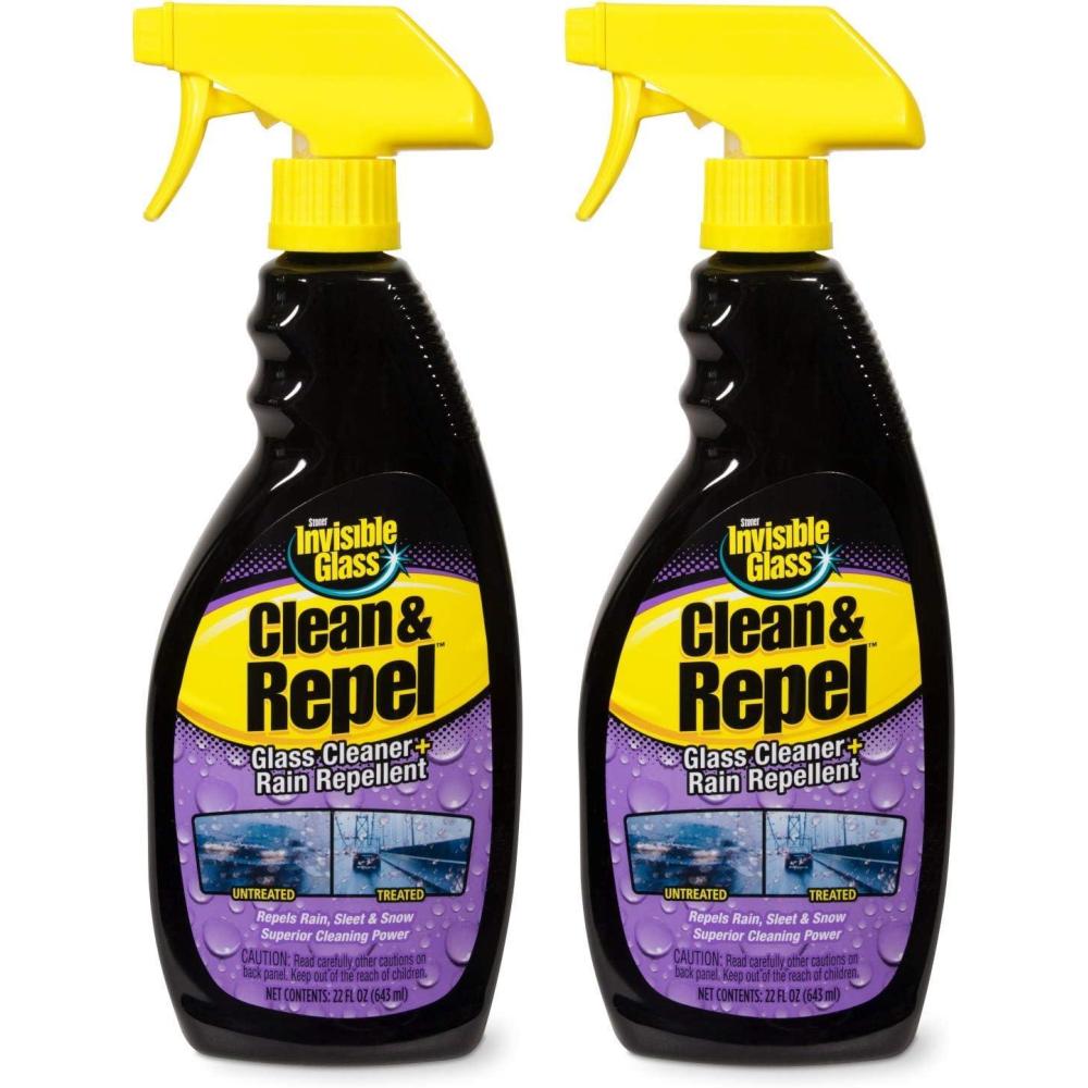 imageInvisible Glass 92184 Clean ampamp Repel  Glass Cleaner and Rain Repellent Spray Cleans Exterior Windshields Repels Rain Sleet Snow Improves Wet Weather Driving Visibility  22 fl oz22 Fl Oz Pack of 2