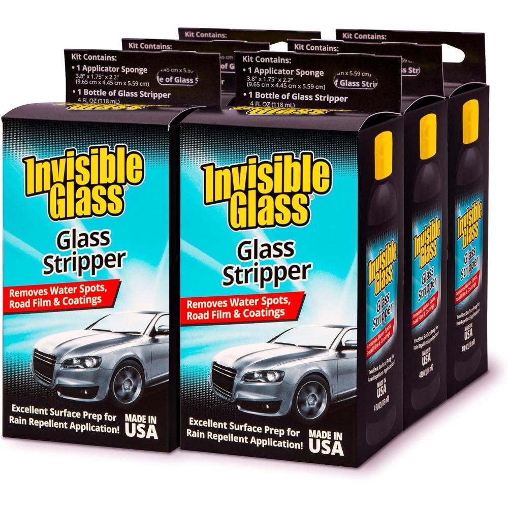 imageInvisible Glass 99017 Pro Glass Care Kit  Clean with Premium Glass Cleaner Strip Water Spots with Glass Stripper Protect with Ceramic Coating  Includes 2 Microfiber Cloths338 Fl Oz Pack of 6