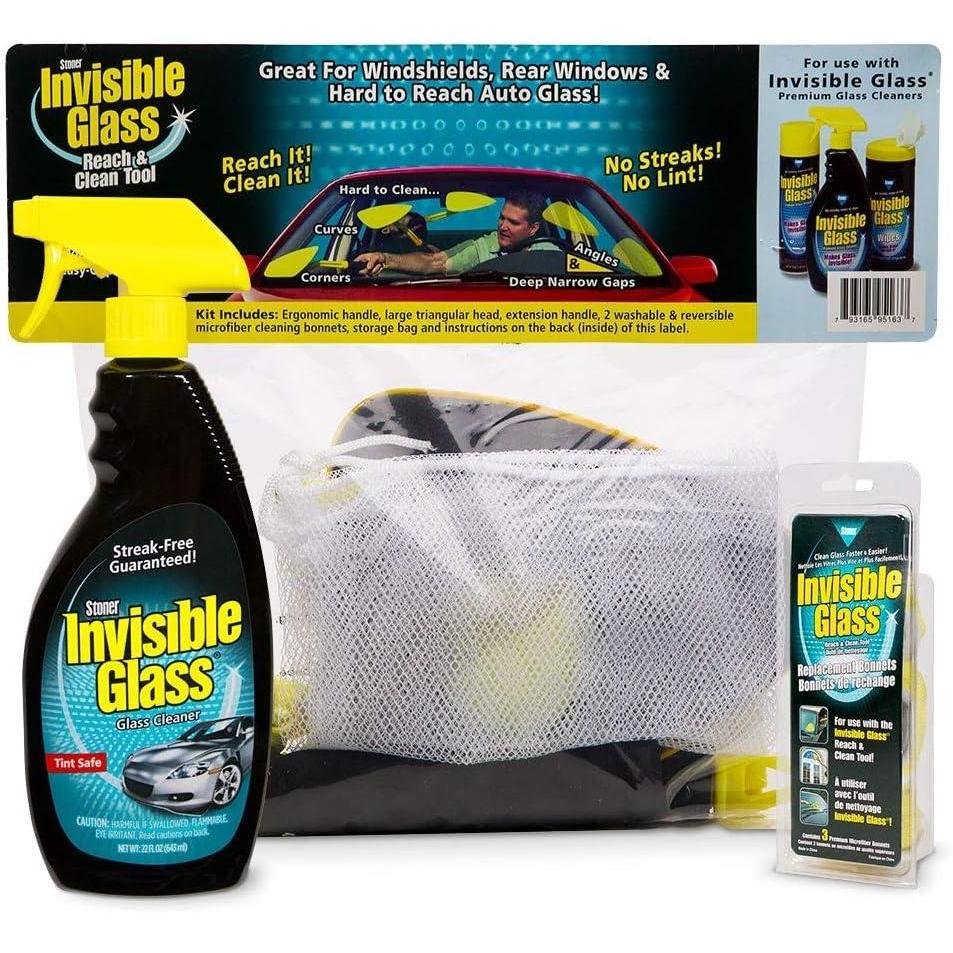 imageInvisible Glass 99018 22Ounce Cleaner and Window Spray with Extendable Reach and Clean Tool and LintFree Microfiber Bonnets Provide a StreakFree Shine and Easily Clean Hard to Reach Places