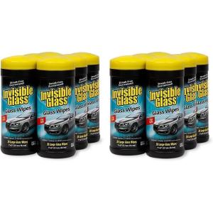 Invisible Glass 90166-6PK Large Glass Cleaning Wipes for Streak-Free Windows, Mirrors, and Glass, Lint-Free, Ammonia-Free, Tint-Safe, for Home and Auto, Canister, 28 Count (Pack of 6)(28 Count (Pack of 12))
