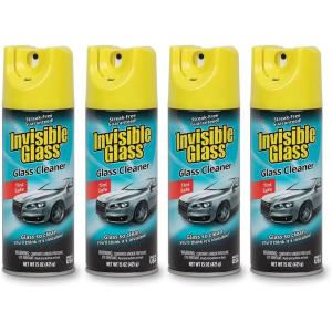 Invisible Glass 91163 Premium Aerosol Glass and Window Cleaner for Auto and Home, Streak-Free, Ammonia-Free, Tint-Safe, 15 oz(15 Ounce (Pack of 4))