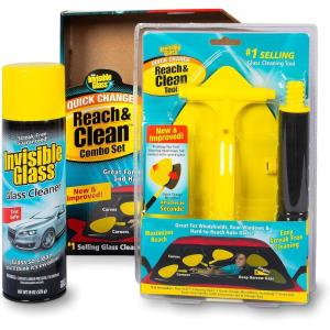 Invisible Glass 99050 Reach & Clean Glass Windshield Cleaner Tool Combo Kit with Premium Spray Glass Cleaner, Extendable Handle, (2) Reusable Quick Change Microfibers, and Storage Bag(Aerosol)