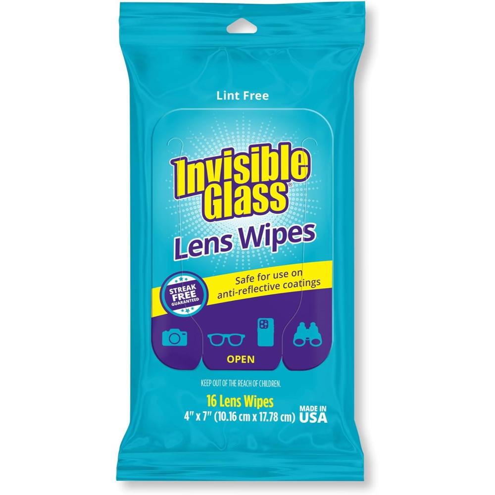 imageInvisible Glass 90060 Lens Cleaning Wipes  StreakFree LintFree Wipes for Glasses Camera Lenses Binoculars ampamp Smartphone Cameras Safe on Reflective Coatings  16 Count
