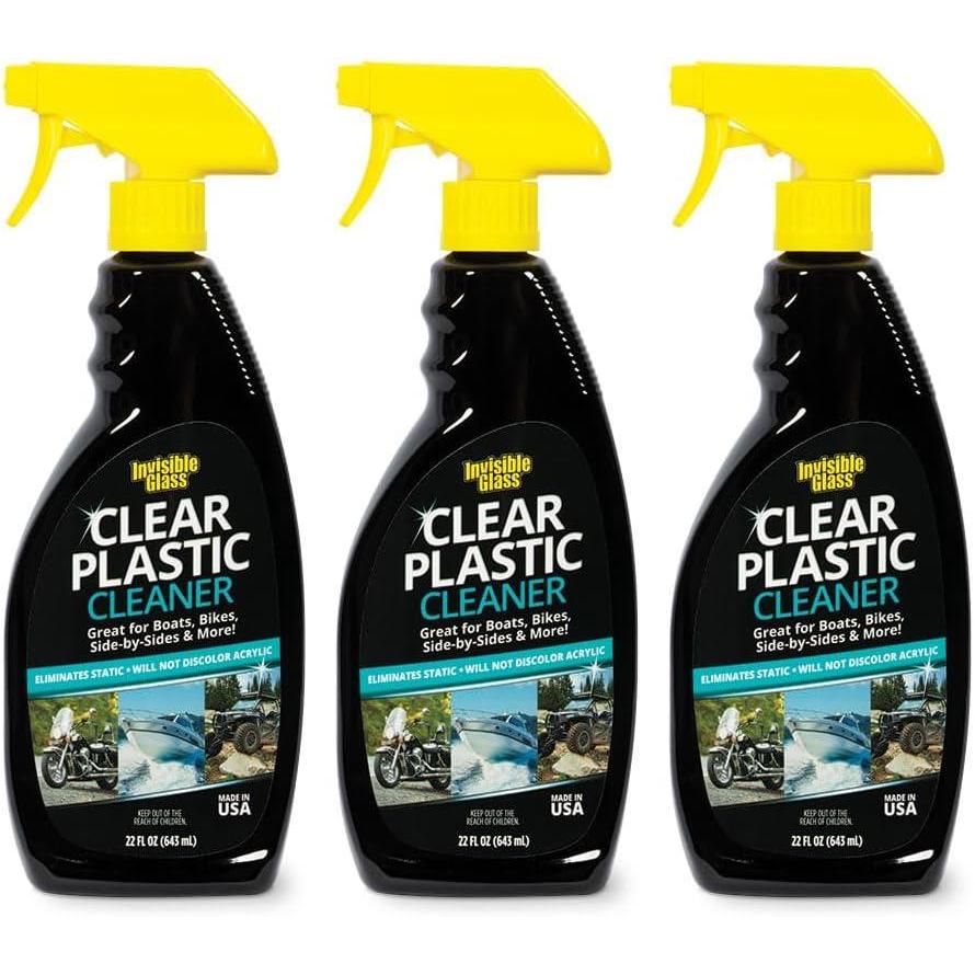 imageInvisible Glass 92084 Clear Plastic Cleaner for Cars Motorcycles RVs Boats Helmet Visors Golf Carts Acrylic and Vinyl Windows StreakFree HazeFree Removes Static 22 Fl Oz Pack of 11 Count Pack of 3