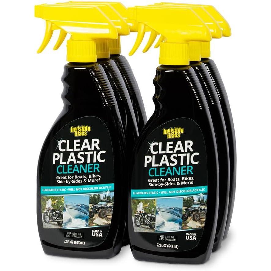 imageInvisible Glass 92084 Clear Plastic Cleaner for Cars Motorcycles RVs Boats Helmet Visors Golf Carts Acrylic and Vinyl Windows StreakFree HazeFree Removes Static 22 Fl Oz Pack of 122 Fl Oz Pack of 6
