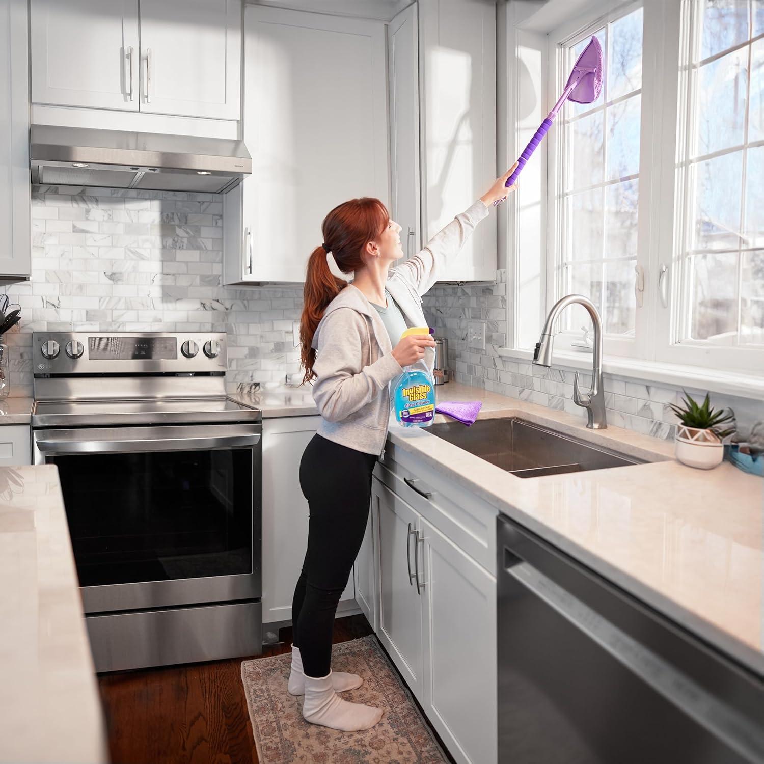 image:imageInvisible Glass 99603 6Piece Home Cleaning Kit Including Home Reach amp Clean Tool Premium Glass Window Cleaner 40 Glass Cleaning Wipes MultiSurface Screen Cleaner and Microfiber Towel
