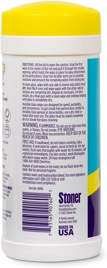 image:imageInvisible Glass 901603PK Glass Cleaning Wipes PreMoistened StreakFree and LintFree Safe for Windows Mirrors Windshields and Tinted Glass 40 Count Pack of 340 Count Pack of 4