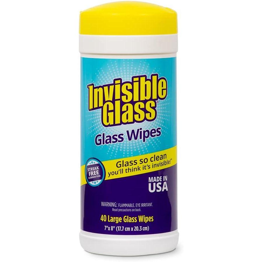 image:imageInvisible Glass 901603PK Glass Cleaning Wipes PreMoistened StreakFree and LintFree Safe for Windows Mirrors Windshields and Tinted Glass 40 Count Pack of 340 Count Pack of 1