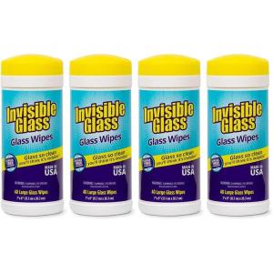 Invisible Glass 90160-3PK Glass Cleaning Wipes, Pre-Moistened, Streak-Free and Lint-Free, Safe for Windows, Mirrors, Windshields, and Tinted Glass, 40 Count (Pack of 3)(40 Count (Pack of 4))